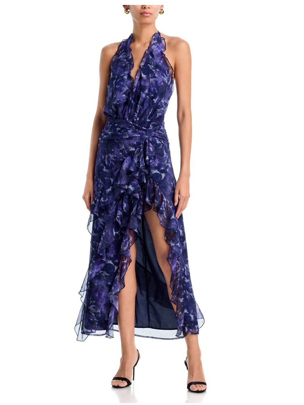 AQUA Purple floral halter dress